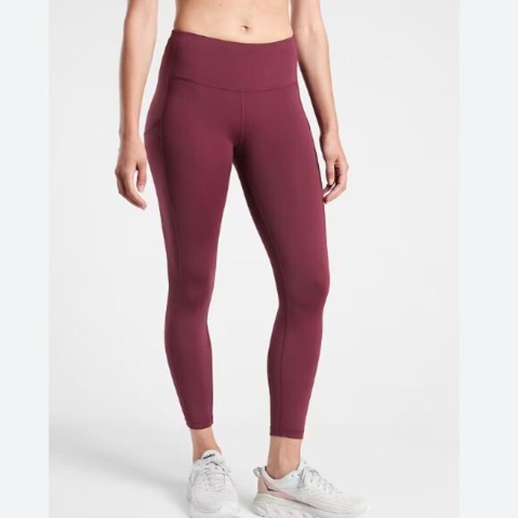 ATHLETA Ultimate Stash Pocket Tight Maroon Size Small / Petite - Picture 1 of 8